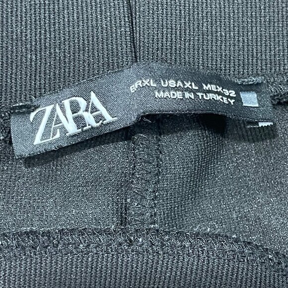 Zara High Rise Ribbed Leggings Women's Size XL Front Slit Elastic Waist Workwear - Picture 4 of 10